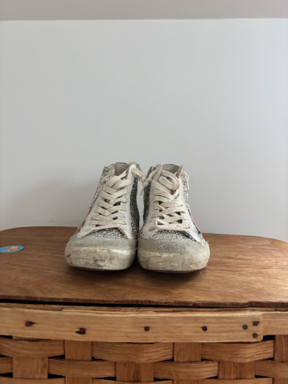 Golden Goose Women's Silver Glitter High-Top Sneakers